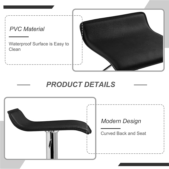 VECELO Bar Stools Set of 2, Swivel Bar Chairs, Adjustable Counter Bar Stools, Stools for Kitchen/Island/Bar/Dining Room/Party, Black