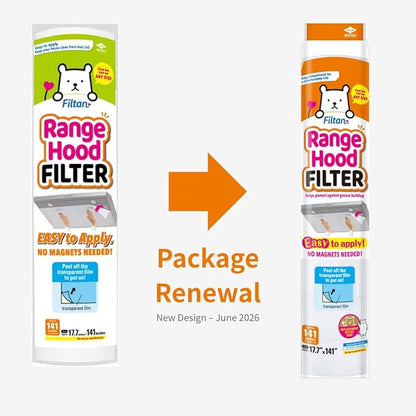 Easy Apply Range Hood Filter - Universal Size (141inches), Peel & Stick, Replaceable, FILTAN, Made in Japan