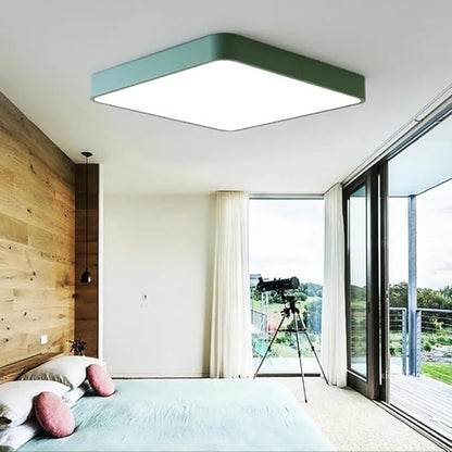 LED Modern Square Recessed Ceiling Lights, 12 Inch, 24W 3000K-6000K Dimmable, Green Close to Ceiling Flush Mount for Living Room & Bedroom
