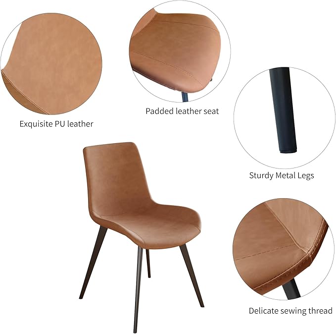 HIPIHOM 63" MDF Dining Table Set for 6 with PU Leather Chairs, Thickened Heat-Resistant Tabletop and Heavy Duty Metal Legs, Kitchen Sets Perfect for Small Spaces, Apartments