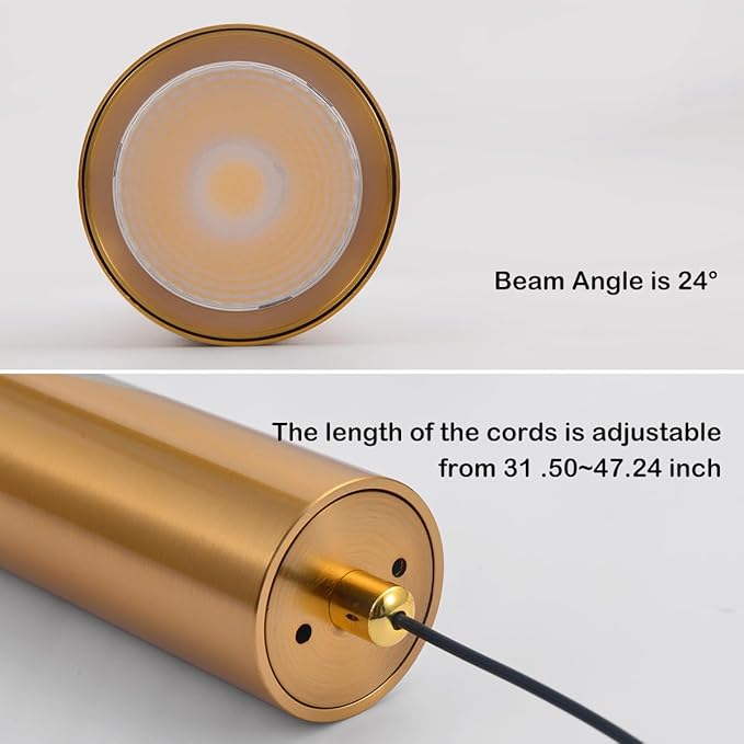 Modern Led Pendant Lights 3 Pack ， Island Pendant Lighting for Kitchen, Dining Room, Bar Shop, 9w,CRI90, Beam Angle 24° (Copper housing 4000k)