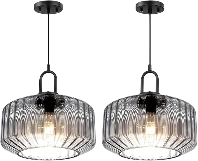 Blown Glass Pendant Lights Kitchen Mid Century Vintage Pendant Light Gray Lantern Globe Shade Modern Ceiling Hanging Light Large Glass Chandelier for Music Studio Bedroom Above Table