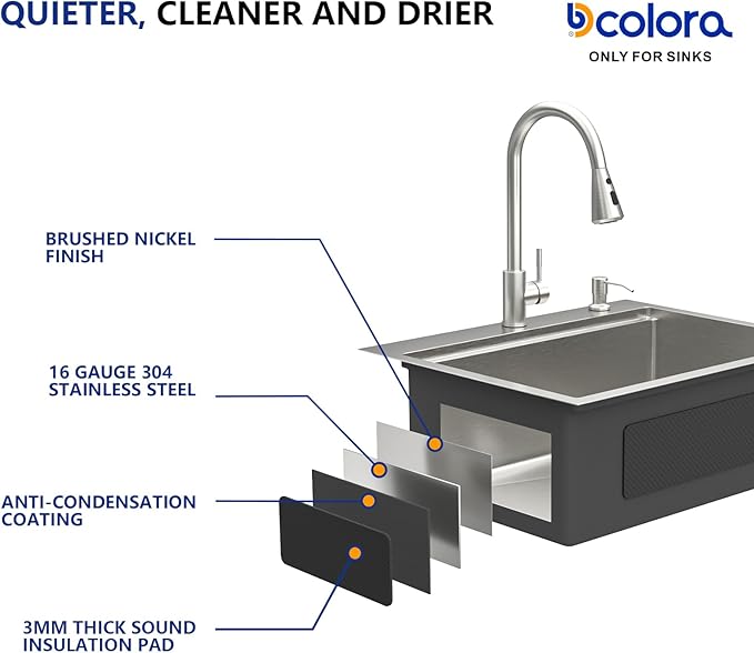 Dcolora 25 In. Drop In Kitchen Sink With Faucet Topmount Wet Bar Sink Workstation Stainless Steel Small Kitchen Sinks Single Bowl 25"×20"×10"
