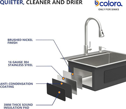 Dcolora 25 In. Drop In Kitchen Sink With Faucet Topmount Wet Bar Sink Workstation Stainless Steel Small Kitchen Sinks Single Bowl 25"×20"×10"