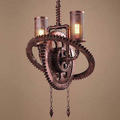 YIYIBYUS Vintage Hanging Ceiling Lamp Chandelier Industrial Pendant Light Fixture Steampunk Gear Ceiling Light for Kitchen Dining Room Living Room