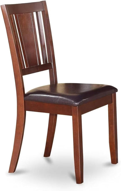 HomeStock 7 Piece Dining Table Set Consist of a Rectangle Dining Room Table and 6 Faux Leather Seat Chairs, 36x60 Inch, Mahogany