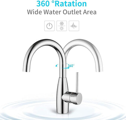 CREA Bar Sink Faucet Bathroom Faucets Single Hole Handle Chrome with Deck Plate Prep Wet Utility Small Mini Faucet for Marine Vessel Outdoor Farmhouse Vanity Lavatory