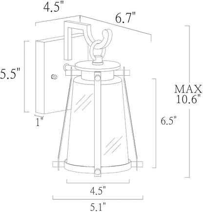 Outdoor Wall Lantern Light Fixture, Black Exterior Wall Mounted Sconces with Seeded Glass, Farmhouse Anti-Rust Porch Lights for Front Door, Garage, Entry, Porch, Patio, and Gazebo