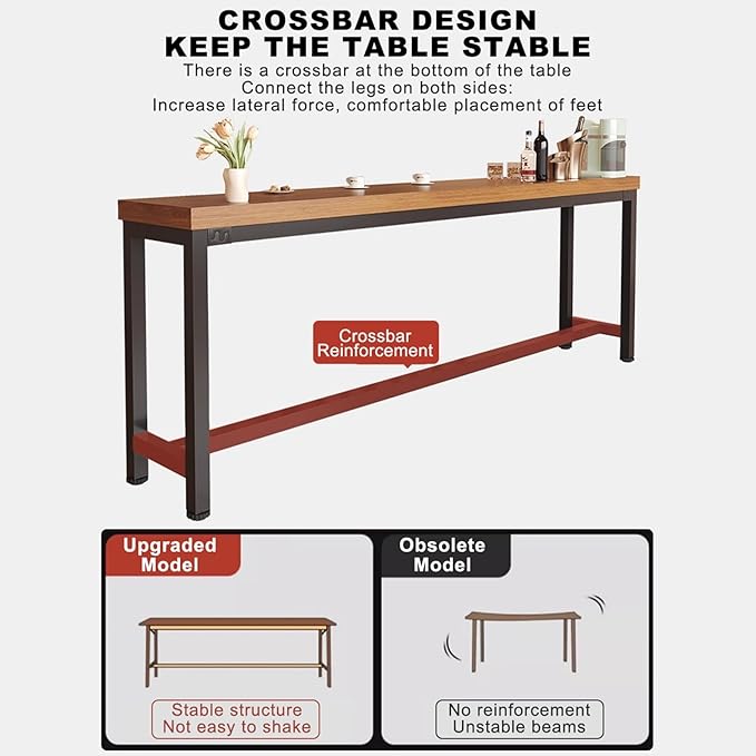 Narrow Long Kitchen Island Table Set with Chairs, Space-Saving Pub Dining Table for Small Spaces, Perfect for Café, Dining Room & Modern Interiors
