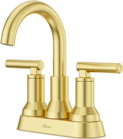 Pfister Capistrano Bathroom Sink Faucet, 4-Inch Centerset, 2-Handle, 3-Hole, NSF Certified, Brushed Gold Finish, LF048CSOBG