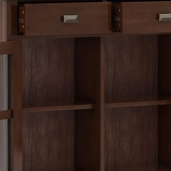 SIMPLIHOME Artisan SOLID WOOD 36 Inch Wide Contemporary Entryway Storage Cabinet in Russet Brown, For the Living Room, Entryway and Family Room