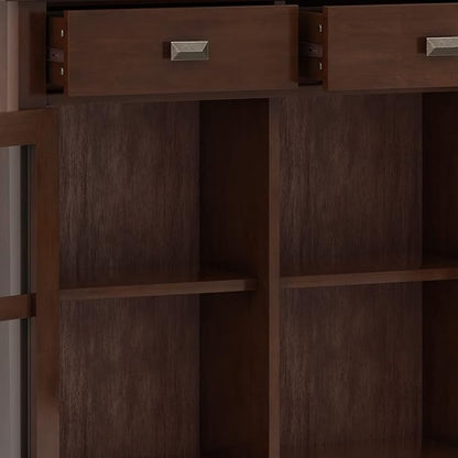 SIMPLIHOME Artisan SOLID WOOD 36 Inch Wide Contemporary Entryway Storage Cabinet in Russet Brown, For the Living Room, Entryway and Family Room