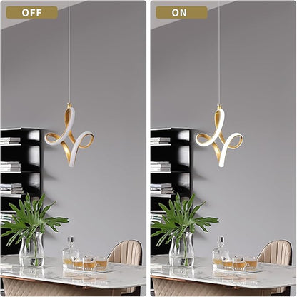 Modern Led Pendant Light 5500K Cold White Kitchen Island Pendant Light Fixtures Adjustable Height Led Pendant Lamp for Kitchen Island Dining Room Hanging Light, 1 Pack (Gold)