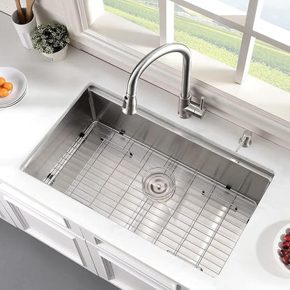 Stainless Steel Kitchen Sink Undermount-Hovheir 25x19 Undermount Kitchen Sink Workstation Sinks 16 Gauge Stainless Steel Single Bowl Deep Under Mount Sinks with Cutting Board