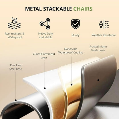 Metal Dining Chairs Set of 4, Stackable Metal Kitchen Chairs