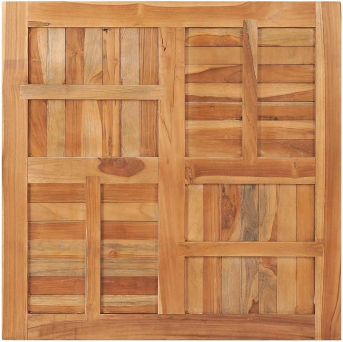 35.4 x 35.4 in Solid Teak Wood Square Tabletop Butcher Block Countertop for Custom Desk Bar Dining Outdoor Indoor Cafe Kitchen Rustic Brown