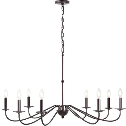 JONATHAN Y 40" Oil Rubbed Bronze 8-Light Bohemian Farmhouse Iron Chandelier, Rustic Candle-Style LED Hanging Light for Dining Room Kitchen Island Entryway Foyer (JYL7914A)