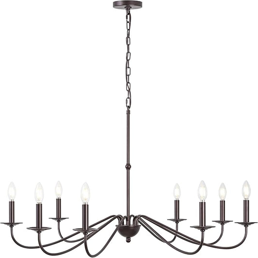 JONATHAN Y 40" Oil Rubbed Bronze 8-Light Bohemian Farmhouse Iron Chandelier, Rustic Candle-Style LED Hanging Light for Dining Room Kitchen Island Entryway Foyer (JYL7914A)