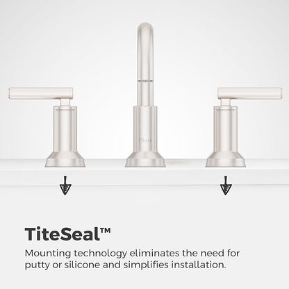 Pfister Capistrano Widespread Bathroom Sink Faucet 8 in 3 Hole 2 Handle Brushed Nickel Vanity Faucet with Push & Seal Drain NSF Certified TiteSeal Mount LF049CSOGS