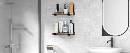 4 Pack - 7.25" L x 4" H x 1.5" W J Lip Shelf Brackets Rustic Farmhouse Iron Wall Floating Shelf Bracket Metal Shelf Bracket Industrial Shelf Supports with Screws Black