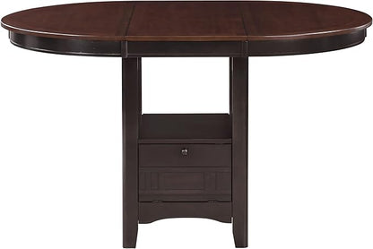 Coaster Home Furnishings - LAVON - 5-Piece Counter Height Dining Set - Oval Extendable Table with Storage & 4 Upholstered Chairs - Dining Room & Kitchen - Light Chestnut - 105278-S5