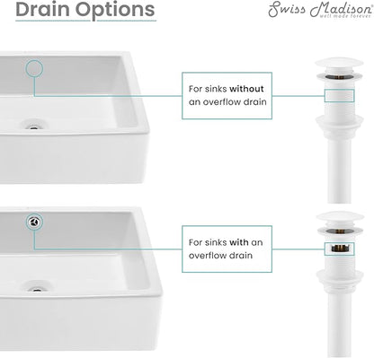 Swiss Madison Well Made Forever SM-PD25MW, Residential Non-Overflow Pop Up Sink Drain 1.75 in Matte White