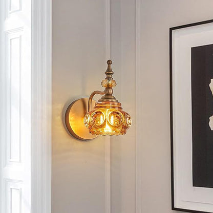 Vintage 2-Pack Wall Sconces Amber Rose Wall Lights Bathroom Vanity Lighting Fixtures, Vanity Light Rust-Proof and Durable for Bedroom Living Room Hallway