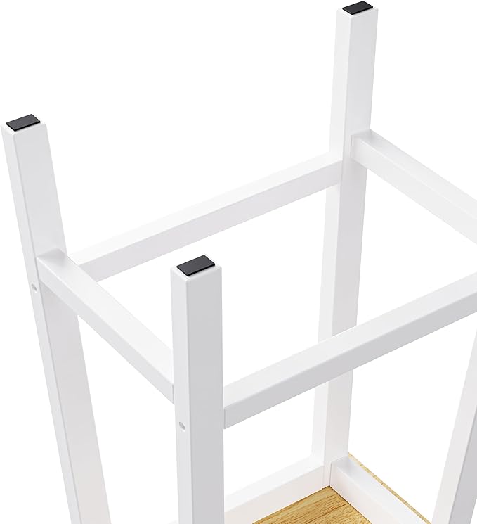Gecheer Solid Wood Bar Stools Set of 2, 25.6" Tall White Counter Chairs with Footrests, Farmhouse Kitchen Island Seating for Indoor Living Rooms, Dining Rooms LYK-N707P185529W
