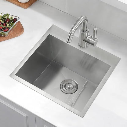 21 Stainless Steel Drop In Kitchen Bar Sink, Luckyhorse 21” x 18” x 10” 18 Gauge Stainless Steel Small Kitchen Outdoor Sink LH021L