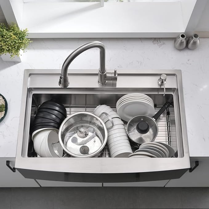 33 Inch Farmhouse Sink Splash Guard Workstation S - VOKIM 33x22 Inch Apron Front Kitchen Sink Stainless Steel 16 Gauge Single Bowl Gunmetal stainless Farm Sink