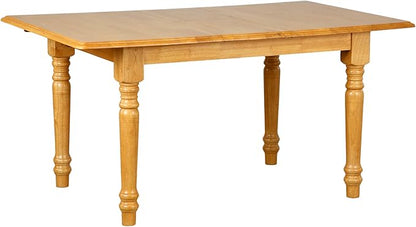 Sunset Trading Selections 48-60" Rectangular Extendable Butterfly Leaf Light Oak Wood | Seats 4, 6 Dining Table, 2 Size Expanding Small to Large (PK-TLB3660-LO)