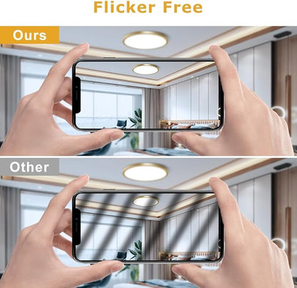 15.7Inch Gold Flush Mount Ceiling Light Fixture , 32W(320W Equivalent), 3800LM, 6000K Cool White, IP40, Flat Modern Round LED Ceiling Lights for Bedrooms, Living Rooms, Bathrooms, Stairwells, etc.