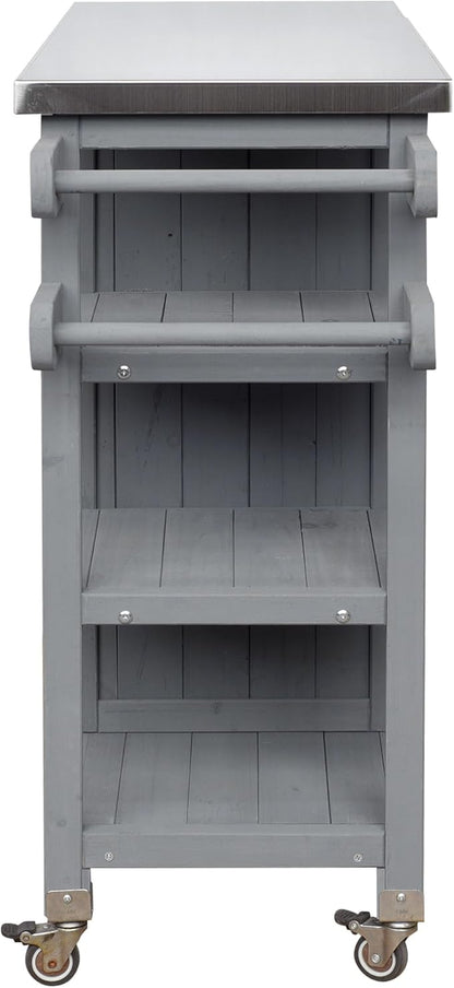 JIJIWANG 33.4" Foldable Outdoor Kitchen Island Patio Kitchen Island Outdoor Kitchen Cart Portable Prep Station with Lockable Wheels, Storage Cabinet and Towel Rack for Patio and Outdoor Grey