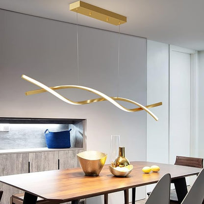 Modern Ceiling Pendant Light, with Remote Control Dimmable 3 Color Mode & Brightness Ceiling Lamp, Anti-Flicker Dining Light Fixture for Kitchen, Dining Room (Gold)