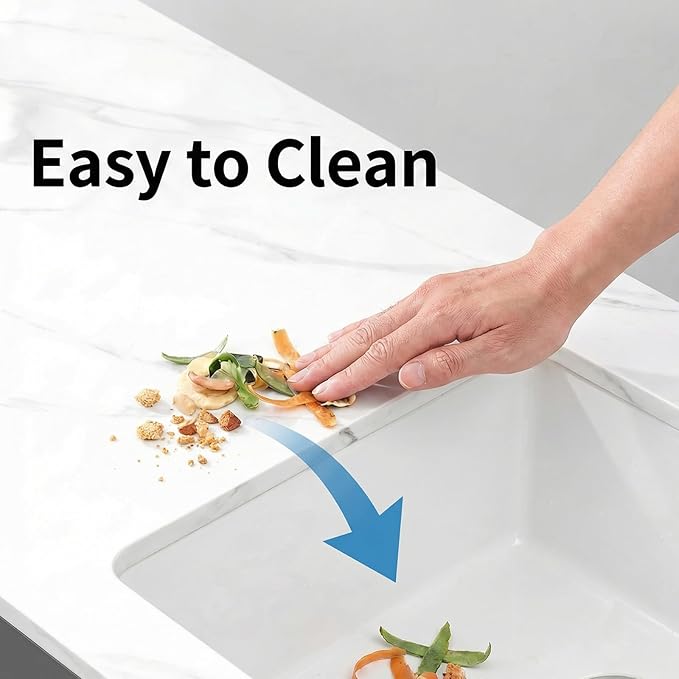 White Bar Sink, White Granite Composite Kitchen Sinks With Accessories, 17 Inch Undermount Quartz Stone Kitchen Sinks, 17" x 19" x 10" Small Kitchen Sink used for RV, Bar, Outdoor and Wet Bar