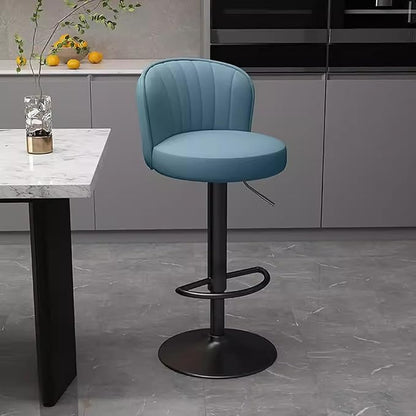 s Set of 2 Counter Height PU Leather, Adjustable Chair with Back, Upholstered Chairs for Kitchen Island, Restaurant,Blue-Sitting Height 6383cm
