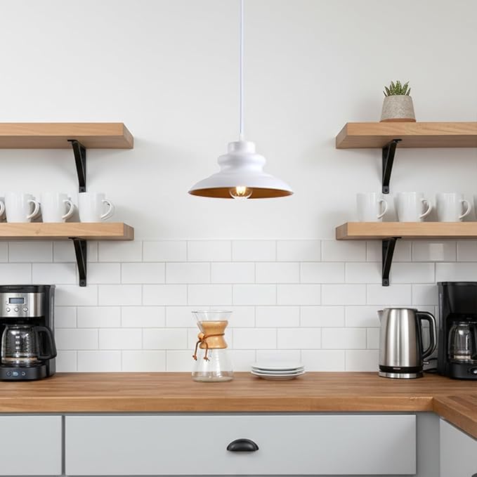Pendant Light Fixture, Hanging Light for Kitchen Island Dining Room Bedroom Foyer, E26 Base Metal 1-Light Ceiling Lamp