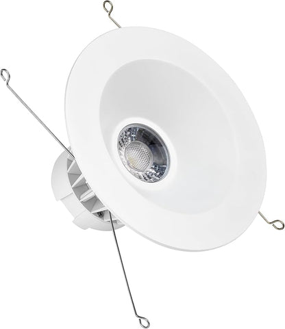 Maxxima 5 in. & 6 in. Retrofit Recessed Anti-Glare LED Downlight, 1300 Lumens, 5 Color Temperature Selectable 2700K/3000K/3500K/4000K/5000K, Dimmable, E-26 Quick Connect Adapter, 90 CRI, White Trim