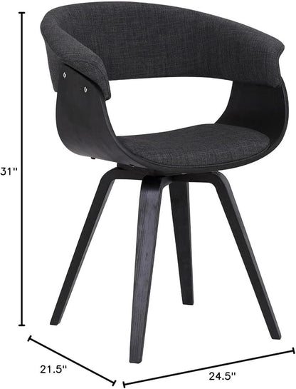 Armen Living Summer Mid Century Modern Dining Accent Chair for Table Kitchen Desk Vanity in Charcoal Fabric and Black Wood Finish