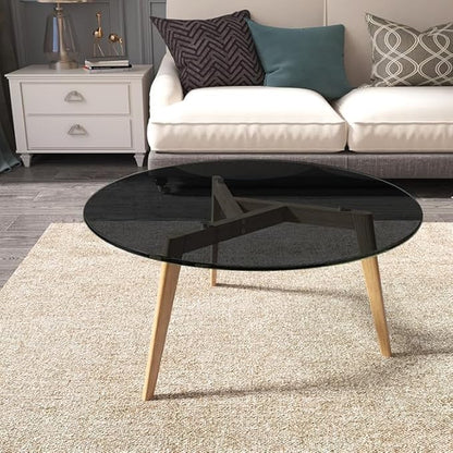 Royalty 48" Inch Round Tempered Glass Table Top – Clear Table Top Glass – Useful for Replacement, Tabletop Protector, Patio, Dining, Coffee, Desks - 1/4" Black Polished Edge