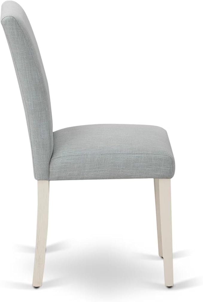East West Furniture ABP0T15 Abbott Parson Dining Chairs - Baby Blue Linen Fabric Upholstered Chairs, Set of 2, Linen White