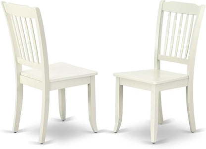 East West Furniture DAC-LWH-W Danbury Kitchen Dining Chairs - Slat Back Wooden Seat Chairs, Set of 2, Linen White