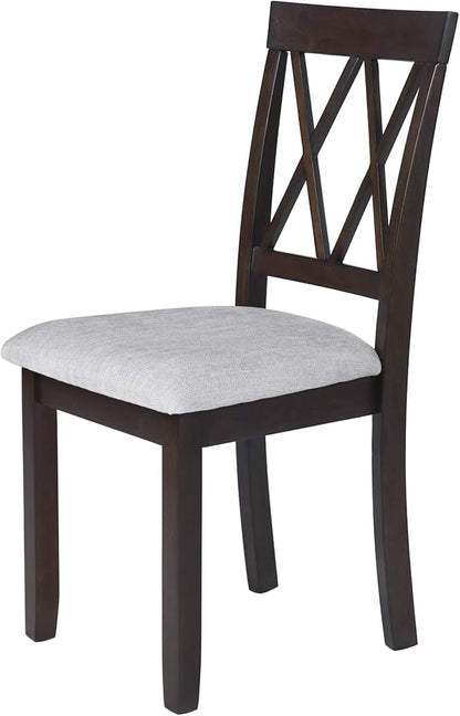 Ball & Cast 5-Piece Farmhouse Drop Leaf Folding Dining Table with Chairs, 29.57"~45.67" Extendable Table w/4pcs Backrest Dining-Chair, Foldable Kitchen Breakfast Set for 4,Space Saving,Espresso
