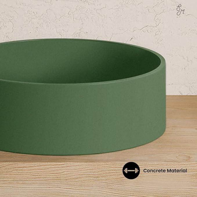 Swiss Madison Lisse 14.5" Concrete Round Vessel Sink in Matte Royal Green