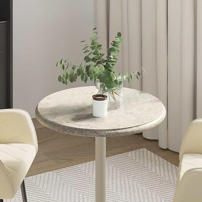 Grey Marble Table Top 20 inch Round Natural Stone Dining Surface, Modern Elegance for Coffee or Dining Tables, Easy-Clean Solid Slab for Living Room Kitchen Studio Apartment