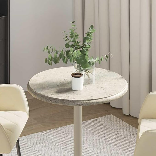 Grey Marble Table Top 20 inch Round Natural Stone Dining Surface, Modern Elegance for Coffee or Dining Tables, Easy-Clean Solid Slab for Living Room Kitchen Studio Apartment