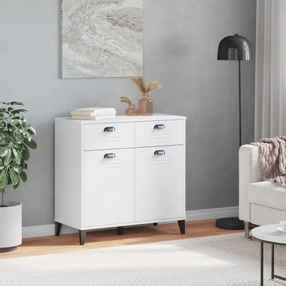 White Sideboard Buffet Cabinet 31.5x31.5x31.5 in Engineered Wood Matte Finish Coffee Bar Liquor Cabinet with 2 Doors 2 Drawers Modern Storage for Living Room Dining Hallway