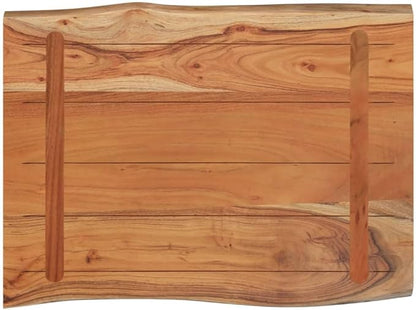 Solid Acacia Wood Table Top 20 x 16 Inches, Live Edge Desktop Replacement for Dining Desk, Office Workstation, Indoor Outdoor Furniture