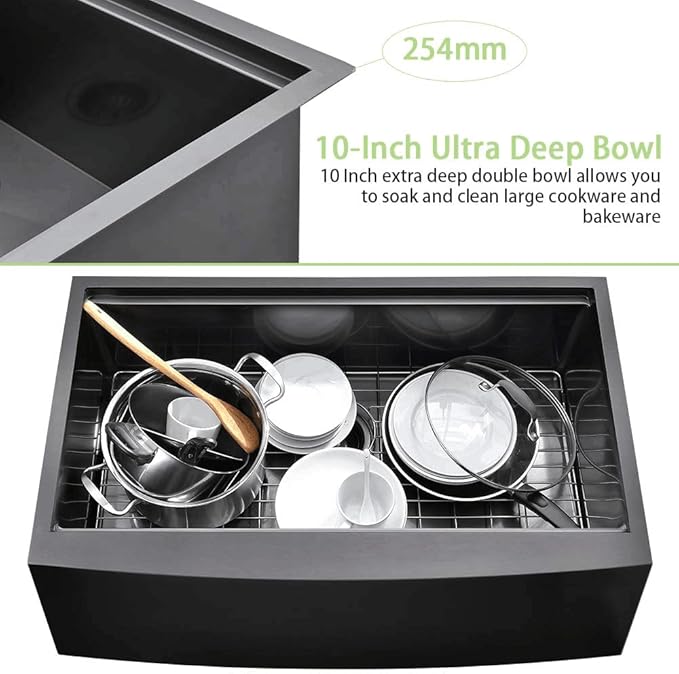 30 Inch Black Stainless Steel Farmhouse Sink Workstation-Bokaiya 30x20 Farmhouse Apron Front Kitchen Sink Black Stainless Steel 16 Guage Single Bowl Farmer Sinks with Cutting Board