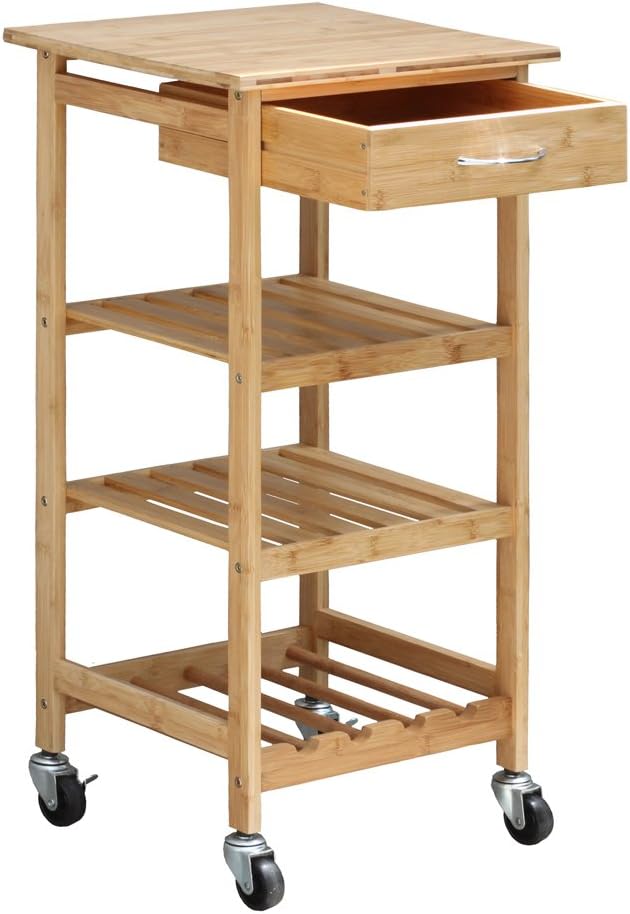 Oceanstar Design Group Bamboo Kitchen Trolley, Natural